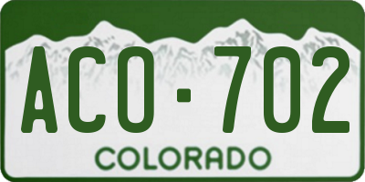 CO license plate ACO702