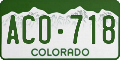 CO license plate ACO718
