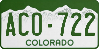 CO license plate ACO722