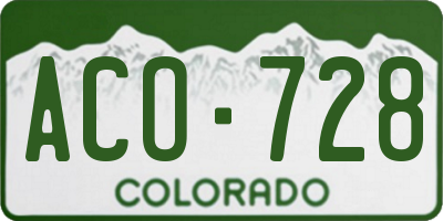 CO license plate ACO728