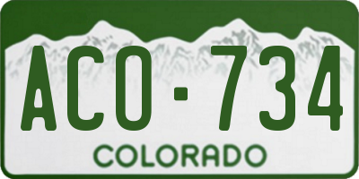 CO license plate ACO734