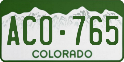 CO license plate ACO765