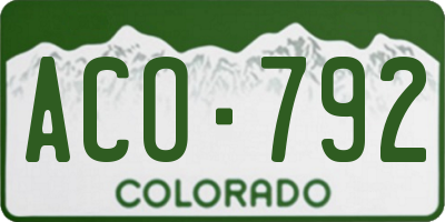 CO license plate ACO792