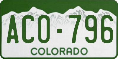 CO license plate ACO796