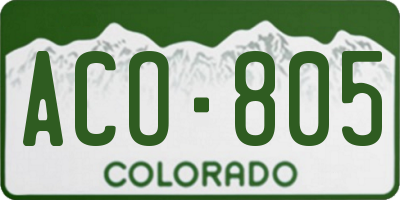 CO license plate ACO805