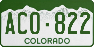 CO license plate ACO822