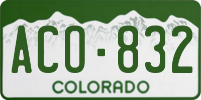 CO license plate ACO832