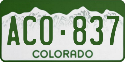 CO license plate ACO837