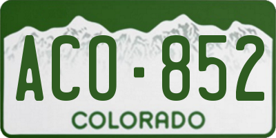 CO license plate ACO852