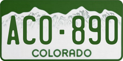 CO license plate ACO890