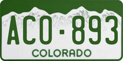 CO license plate ACO893