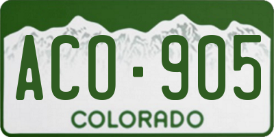 CO license plate ACO905