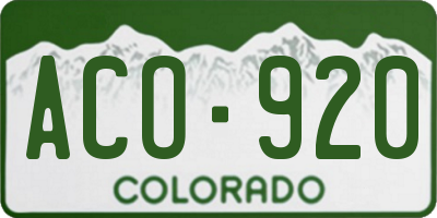 CO license plate ACO920