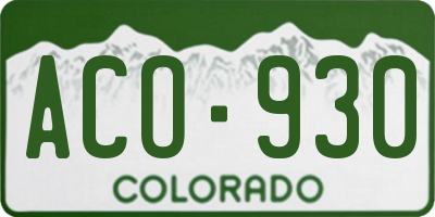 CO license plate ACO930