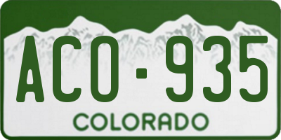 CO license plate ACO935