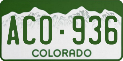 CO license plate ACO936
