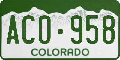 CO license plate ACO958