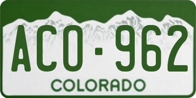 CO license plate ACO962