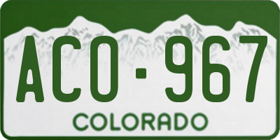 CO license plate ACO967