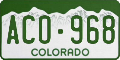 CO license plate ACO968
