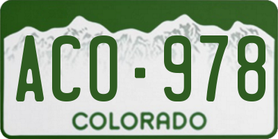 CO license plate ACO978