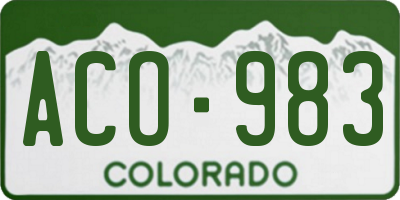 CO license plate ACO983