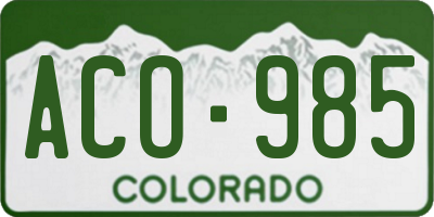 CO license plate ACO985