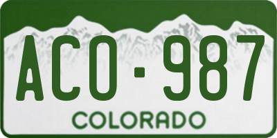 CO license plate ACO987