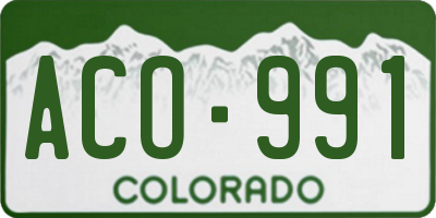 CO license plate ACO991