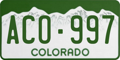 CO license plate ACO997