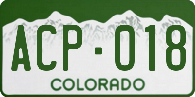 CO license plate ACP018