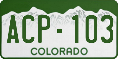 CO license plate ACP103