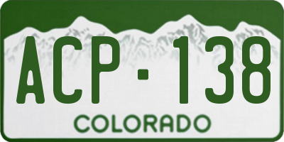 CO license plate ACP138