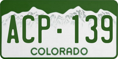 CO license plate ACP139