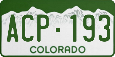 CO license plate ACP193