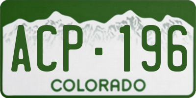 CO license plate ACP196