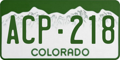 CO license plate ACP218