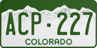 CO license plate ACP227