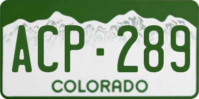 CO license plate ACP289