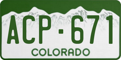 CO license plate ACP671