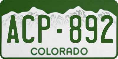 CO license plate ACP892