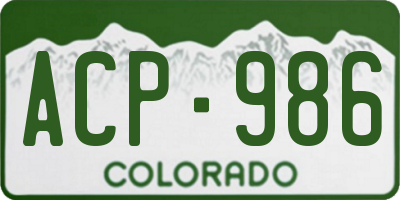 CO license plate ACP986