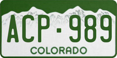 CO license plate ACP989