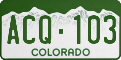 CO license plate ACQ103