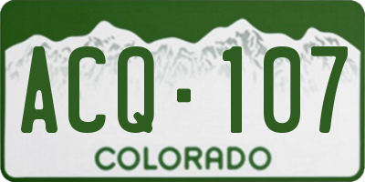 CO license plate ACQ107