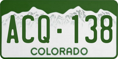 CO license plate ACQ138