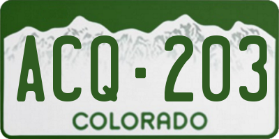 CO license plate ACQ203