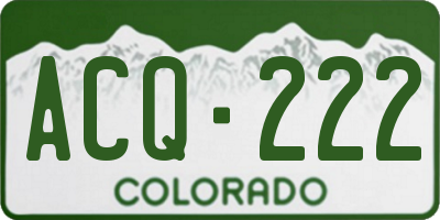 CO license plate ACQ222