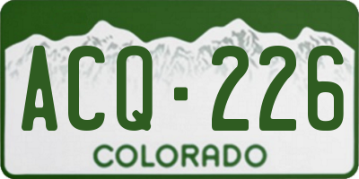 CO license plate ACQ226