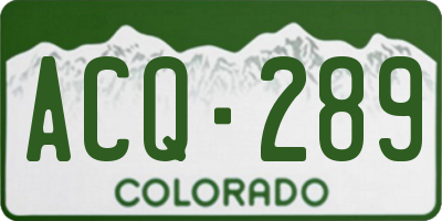 CO license plate ACQ289